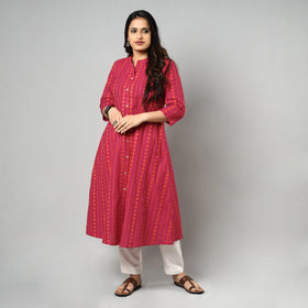 Buy Jacquard Cotton Long Kurta for Women