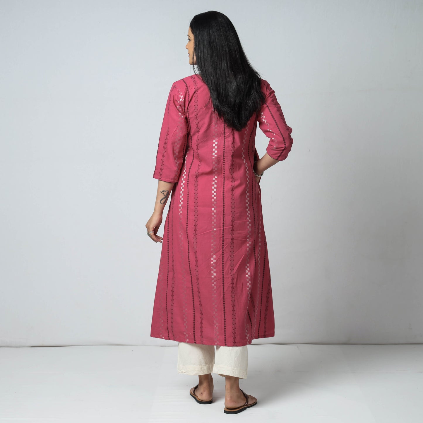 Buy Jacquard Cotton Long Kurta for Women