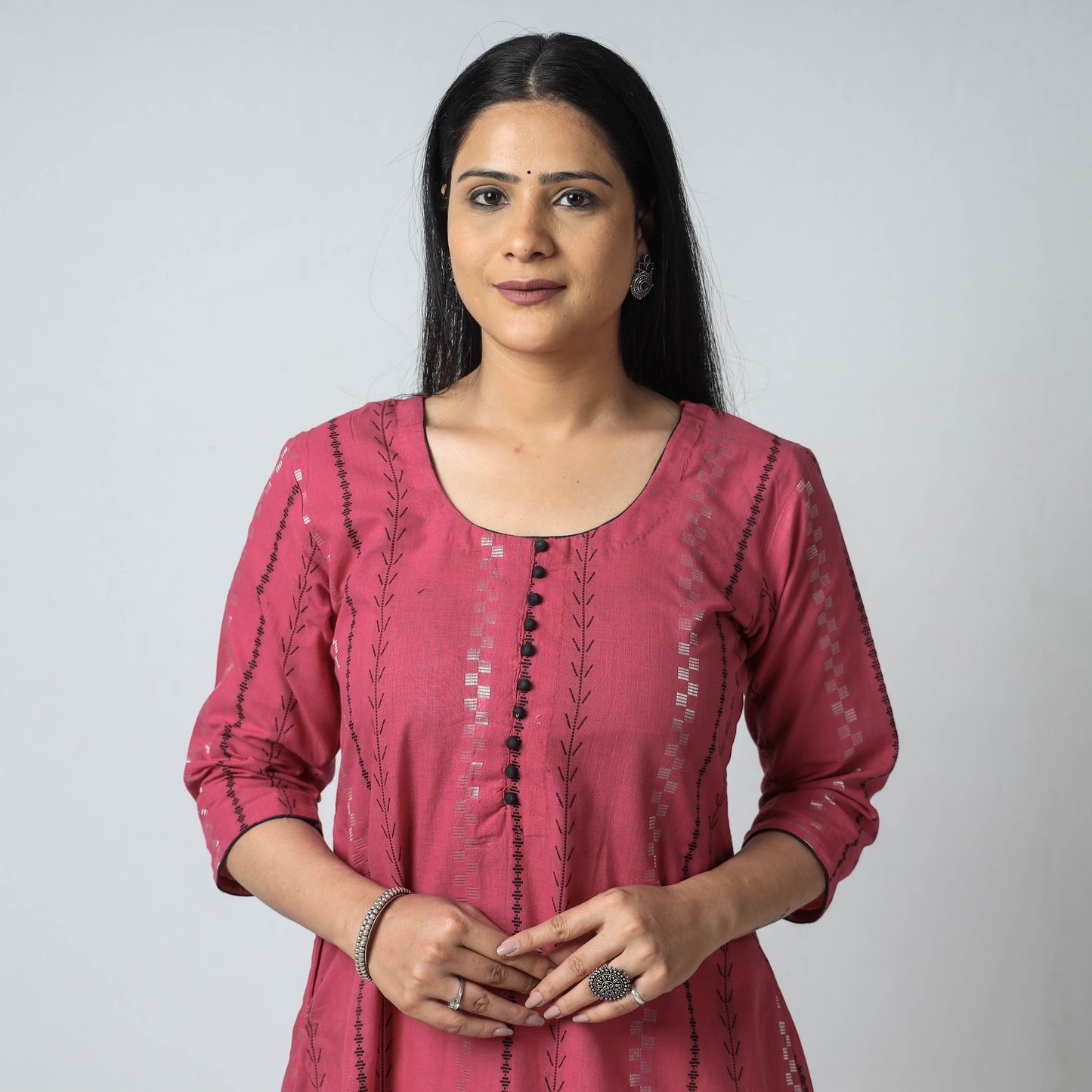 Buy Jacquard Cotton Long Kurta for Women