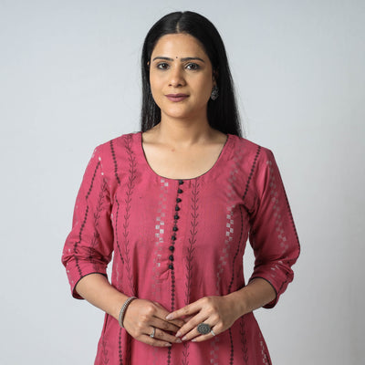 Buy Jacquard Cotton Long Kurta for Women