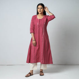Buy Jacquard Cotton Long Kurta for Women