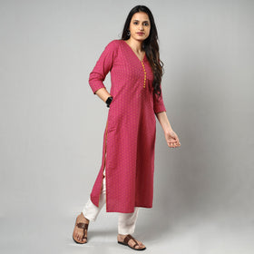 Buy Jacquard Cotton Long Kurta for Women