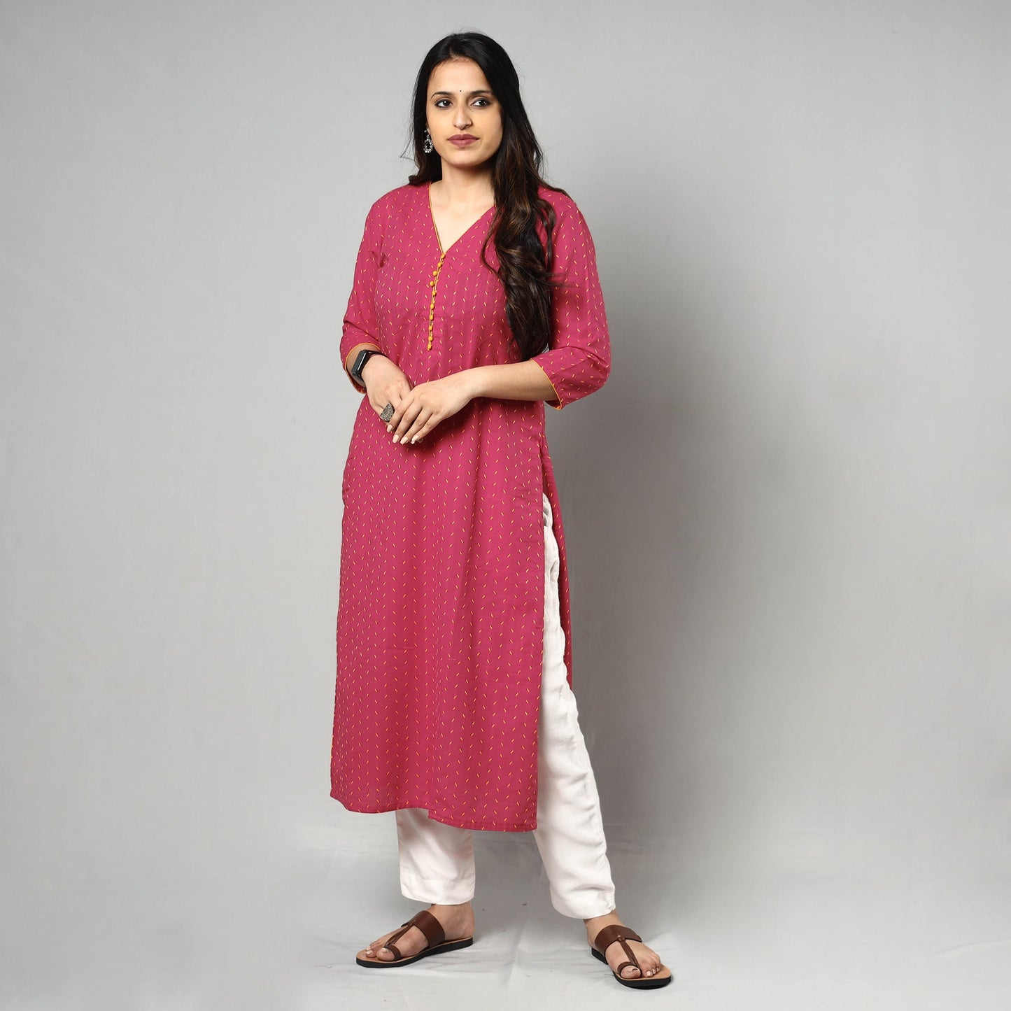 Buy Jacquard Cotton Long Kurta for Women