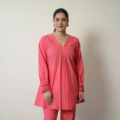 Buy Pink Jacquard Cotton Co-Ord Set Online at iTokri.com