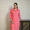 Pink - jacquard cotton straight kurta 06 - handcrafted