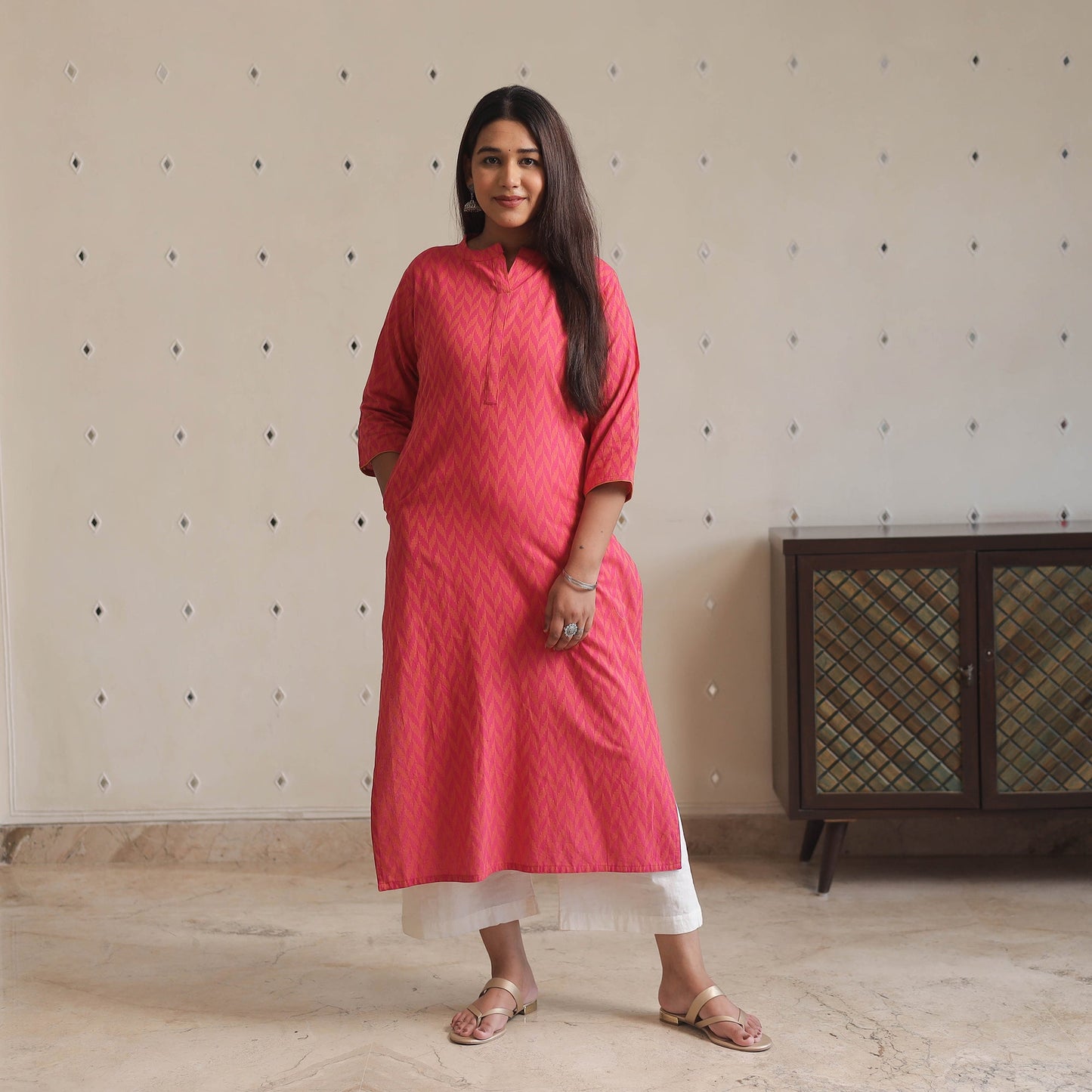  Jacquard Cotton Straight Kurta for Women