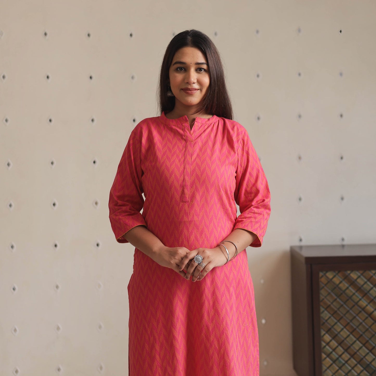  Jacquard Cotton Straight Kurta for Women