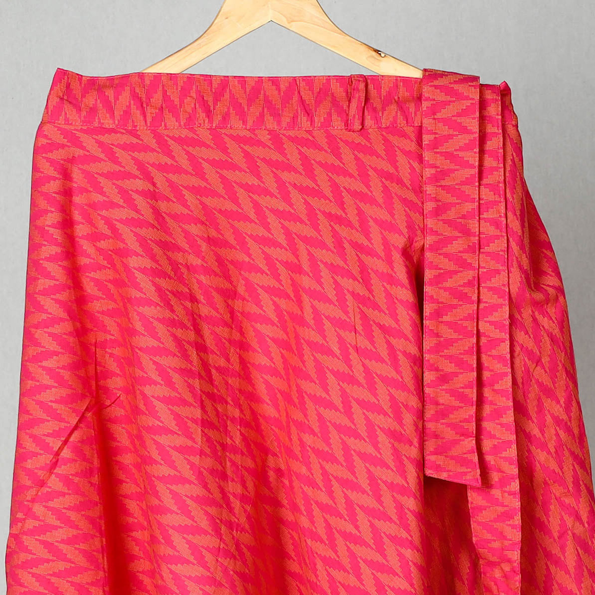 Pink - jacquard cotton wrap around skirt 21 - handcrafted
