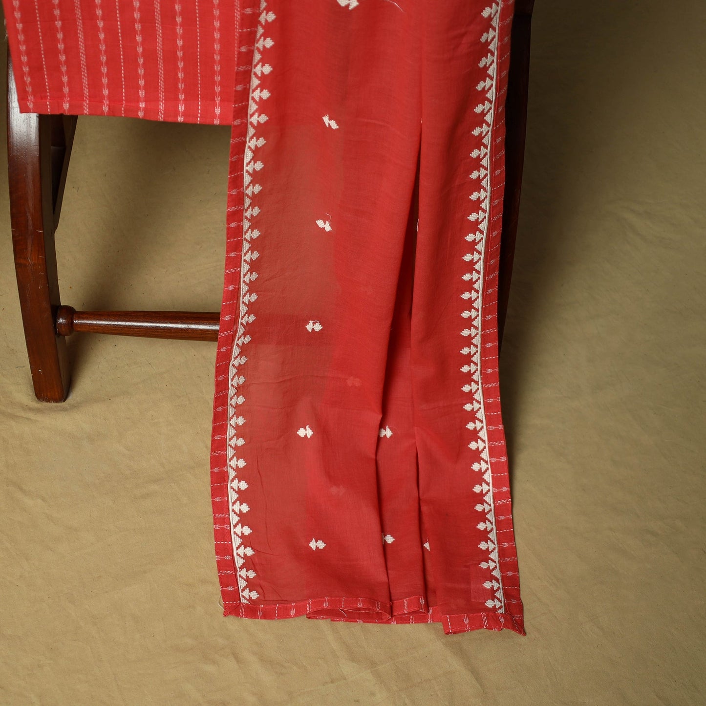 Jacquard embroidered cotton 3pc unstitched dress material