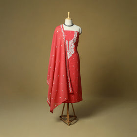 Jacquard embroidered cotton 3pc unstitched dress material