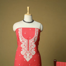 Jacquard embroidered cotton 3pc unstitched dress material