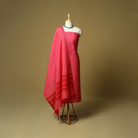 Jacquard embroidered cotton 3pc unstitched dress material