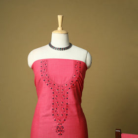 Jacquard embroidered cotton 3pc unstitched dress material