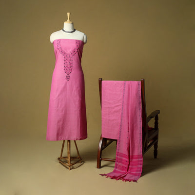 Jacquard embroidered cotton 3pc unstitched dress material