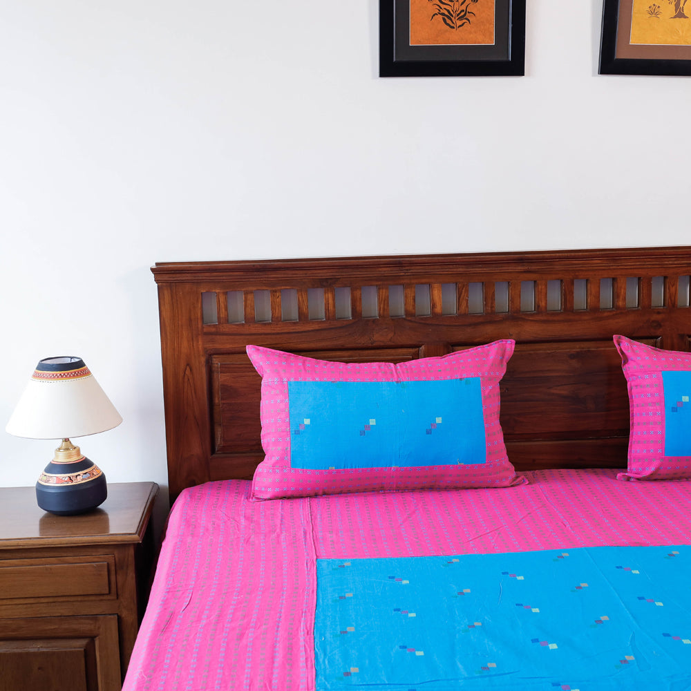  Jacquard Cotton Double Bed Cover with Pillow Covers 