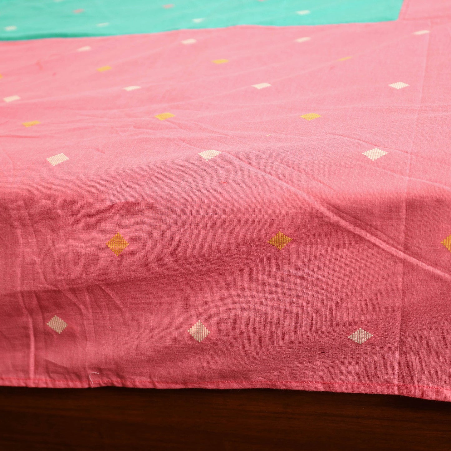 Pink - jacquard patchwork cotton double bed cover