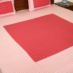 Pink - jacquard patchwork cotton double bed cover