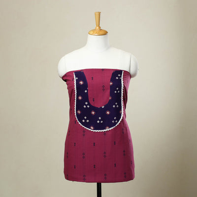  Pink Jacquard Patchwork Cotton Kurta Material