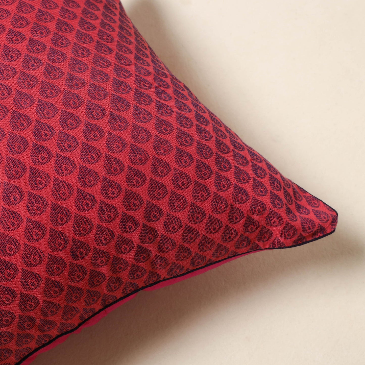 Pink - jacquard weave cotton cushion cover 20 - handcrafted