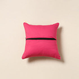 Pink - jacquard weave cotton cushion cover 67 - handcrafted