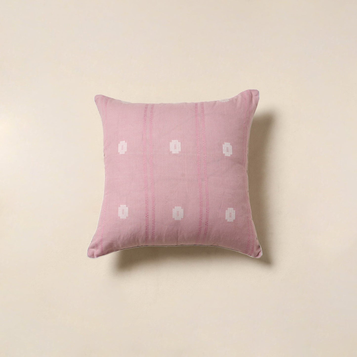 Pink - jacquard weave cotton cushion cover 81 - handcrafted