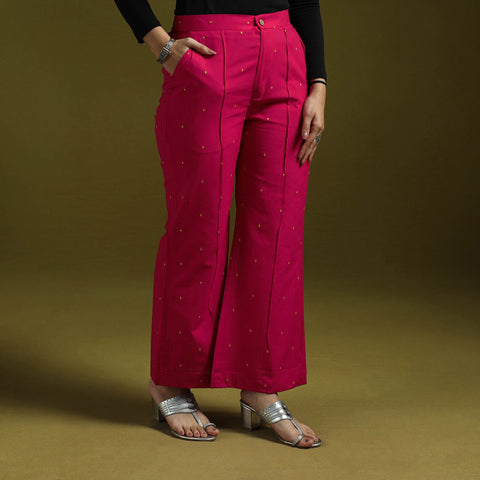 Jacquard weave cotton elasticated palazzo 27 - handcrafted