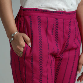 Pink - jacquard weave cotton elasticated pant 05