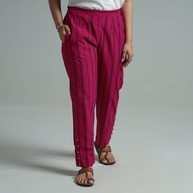 Pink - jacquard weave cotton elasticated pant 05