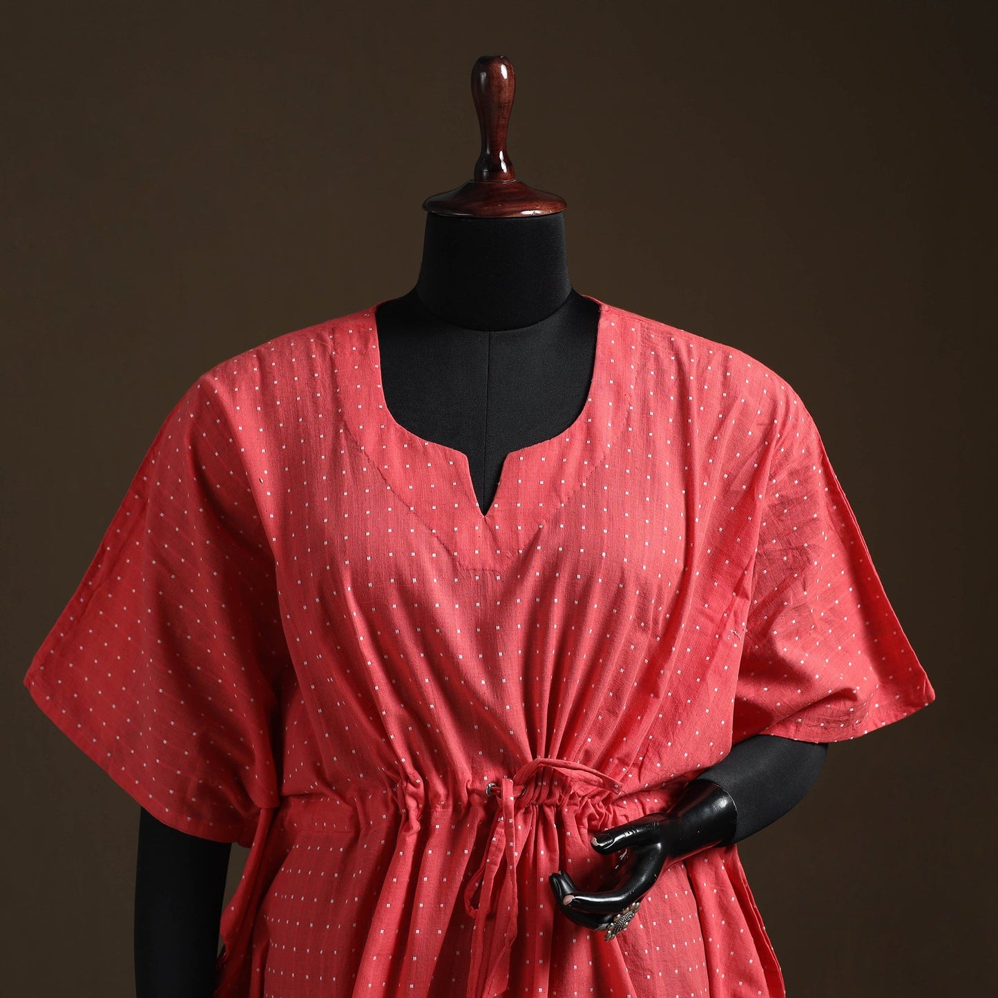 Jacquard weave cotton kaftan (short) 06 - handcrafted