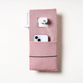 Pink Jacquard Weave Cotton Fabric Mobile Charging Holder 