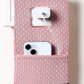 Pink Jacquard Weave Cotton Fabric Mobile Charging Holder 
