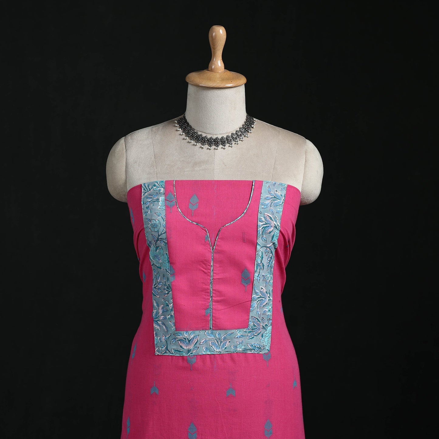 Jacquard weave cotton patchwork unstitched kurta material