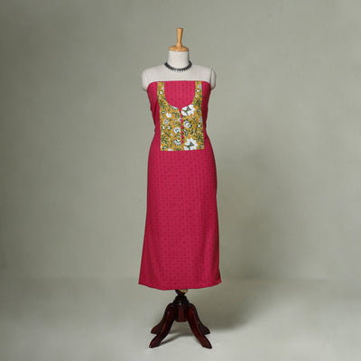 Jacquard weave cotton patchwork unstitched kurta material