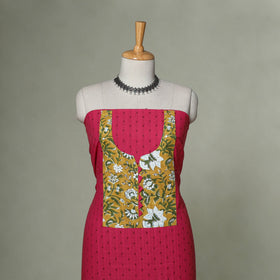 Jacquard weave cotton patchwork unstitched kurta material