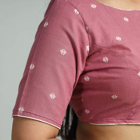 Pink - jacquard weave cotton stitched blouse 04