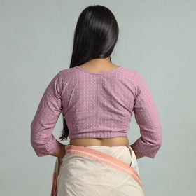 Pink - jacquard weave cotton stitched blouse 09