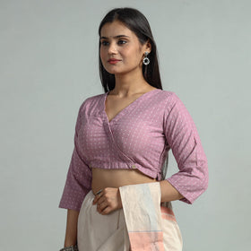 Pink - jacquard weave cotton stitched blouse 09