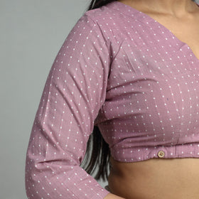 Pink - jacquard weave cotton stitched blouse 09
