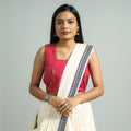 Pink - Jacquard Weave Cotton Stitched Sleeveless Blouse