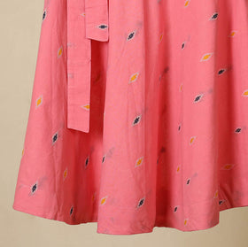 Pink - jacquard weave cotton wrap around skirt 32