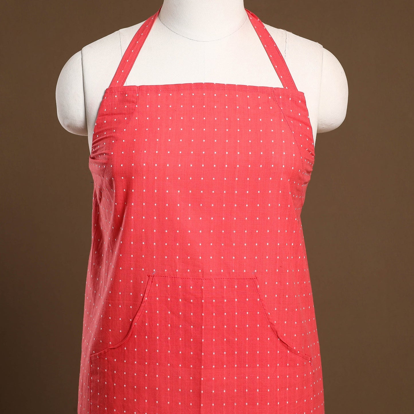 Buy Pink Jacquard Weaving Cotton Apron with Pocket