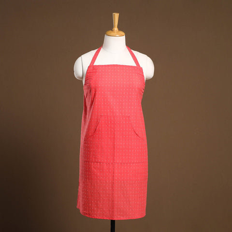 Buy Pink Jacquard Weaving Cotton Apron with Pocket