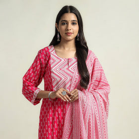 Buy Jaipur Printed Cotton Kurta with Palazzo & Dupatta Set Online at iTokri.com