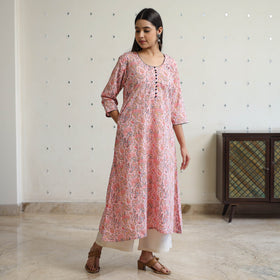 Buy Pink Jaipur Printed Cotton A-Line Kurta Online 