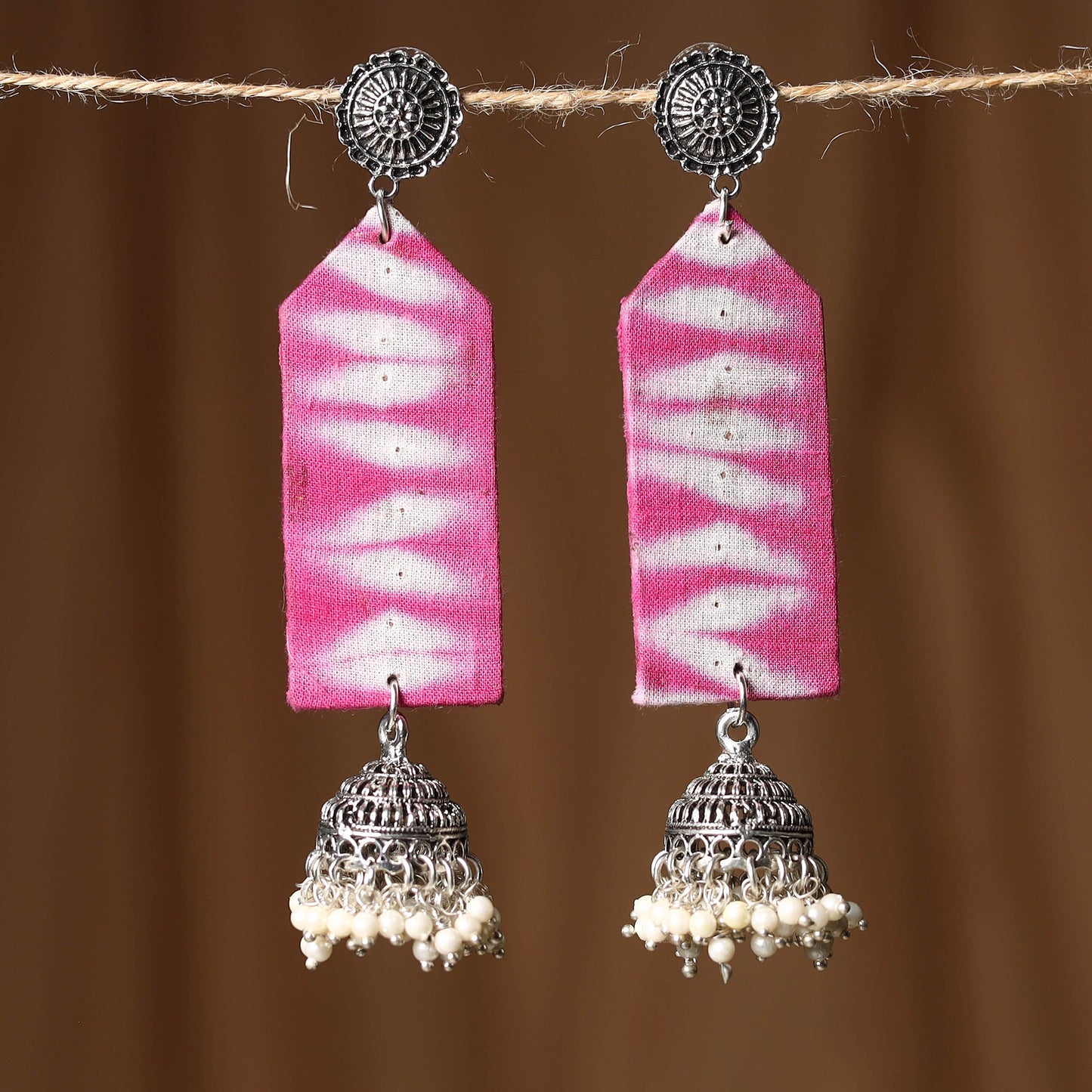 Pink - jannat gs fabart handmade earrings - handcrafted