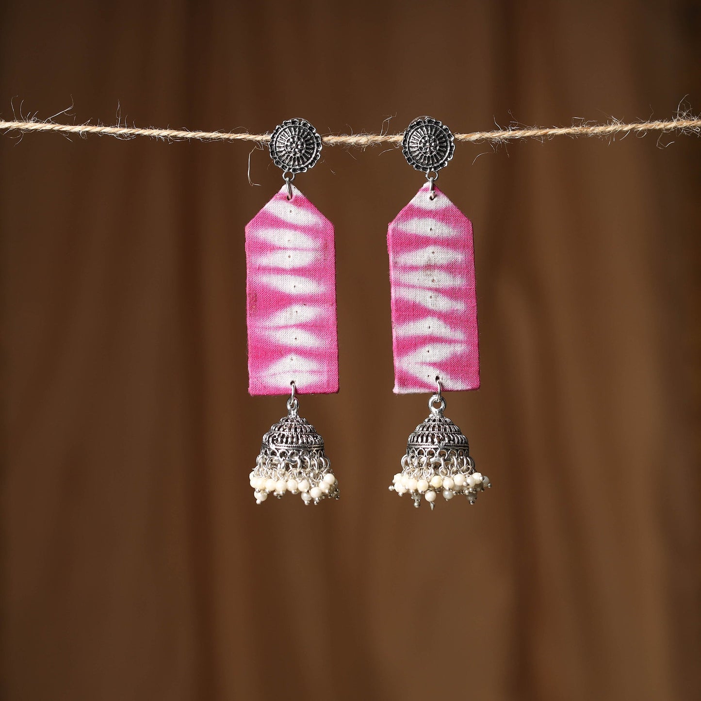 Pink - jannat gs fabart handmade earrings - handcrafted