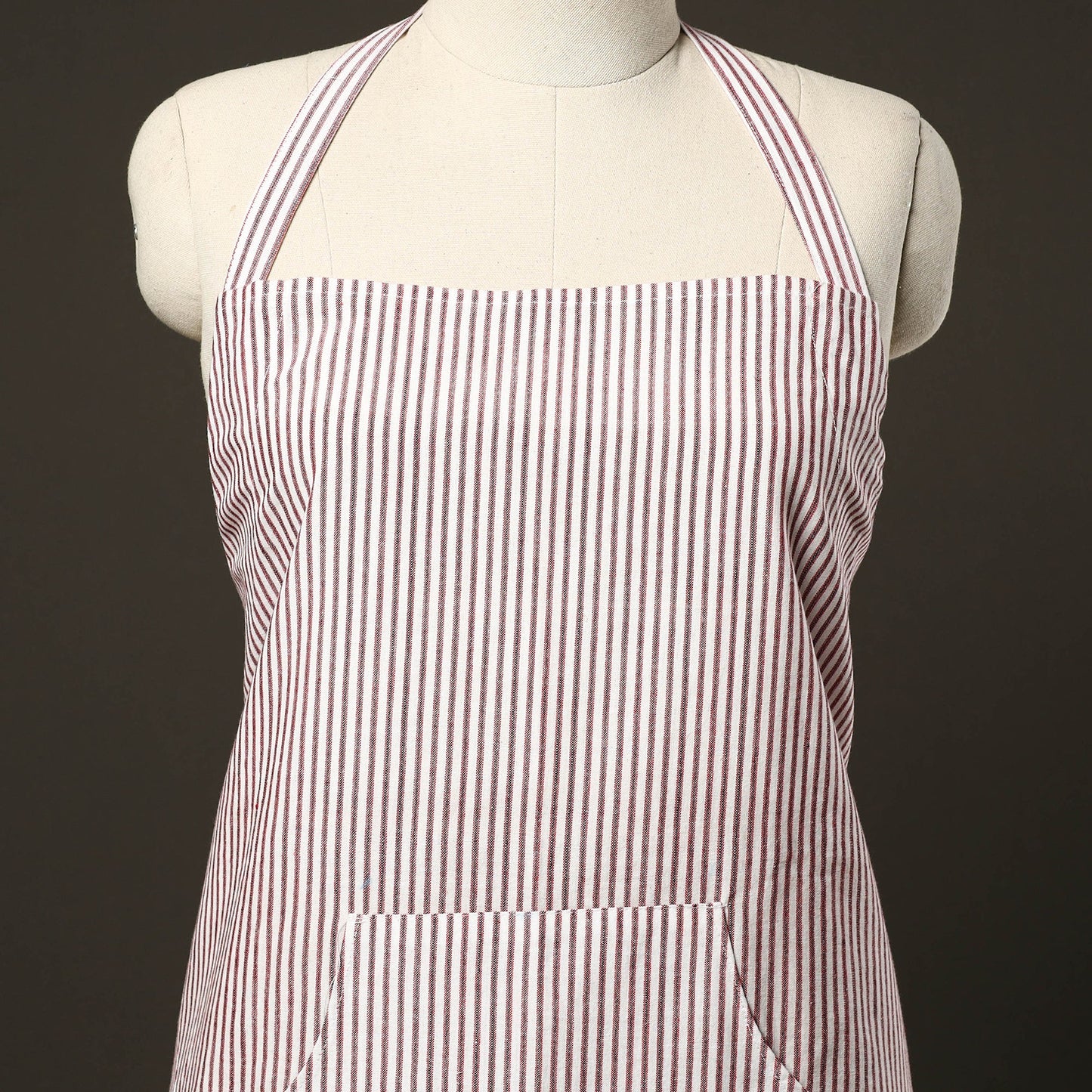 Pink - jhiri handloom cotton apron with pocket 16