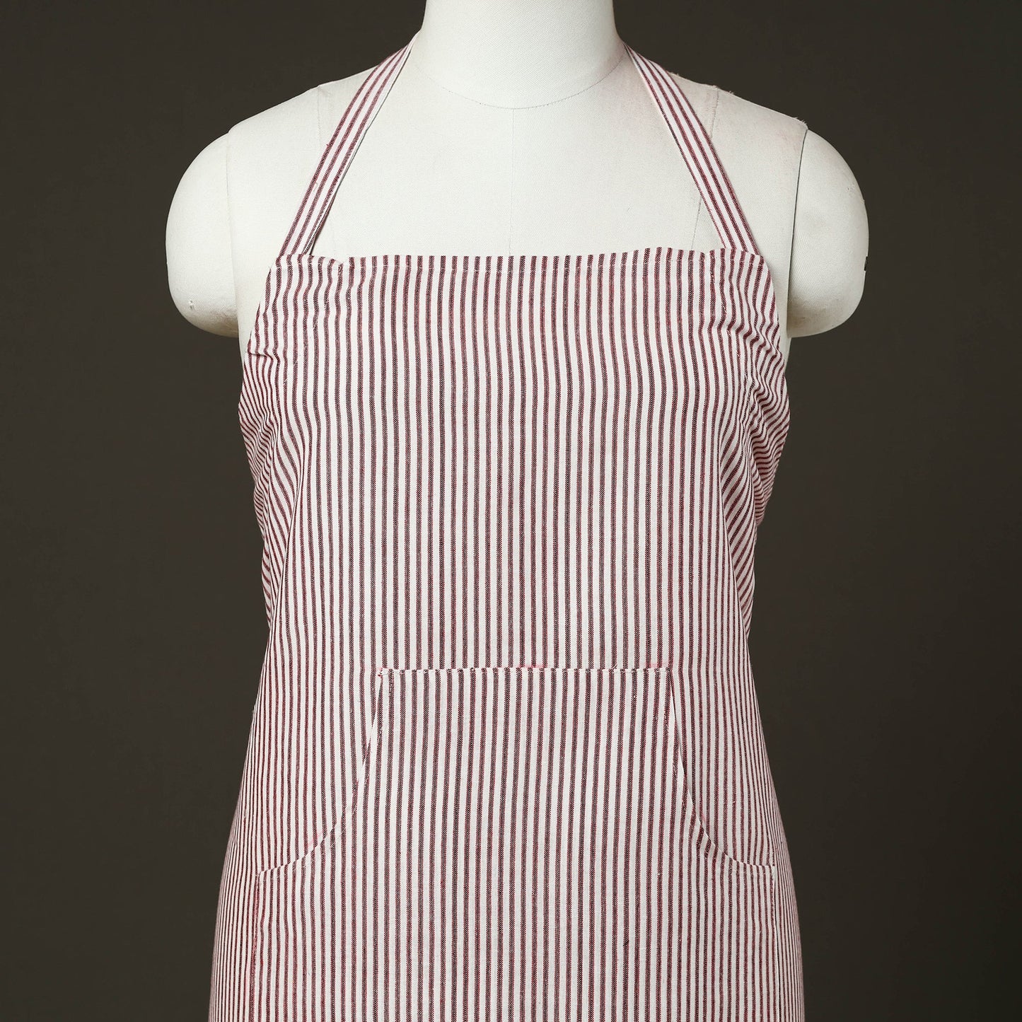 Pink - jhiri handloom cotton apron with pocket 32
