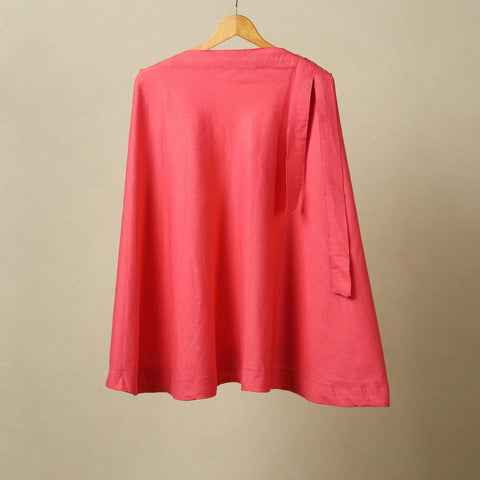 Pink - jhiri handloom plain cotton wrap around skirt 24