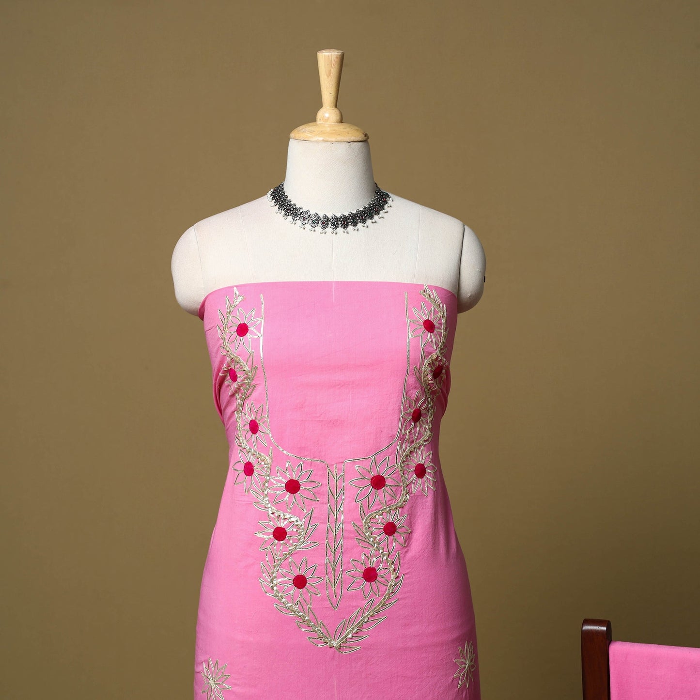 Kacchi gota patti work natural dyed pure cotton 3pc